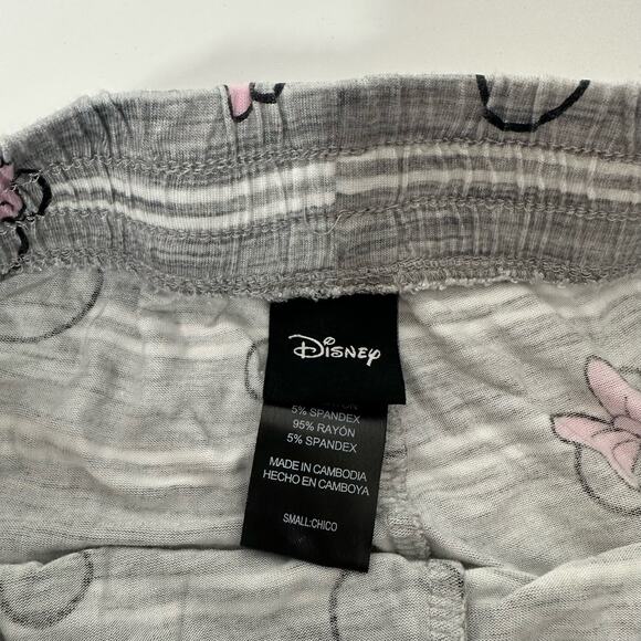 Disney Gray Minnie Mouse Striped Short Pajama Set with Pockets Size Small - Picture 9 of 13